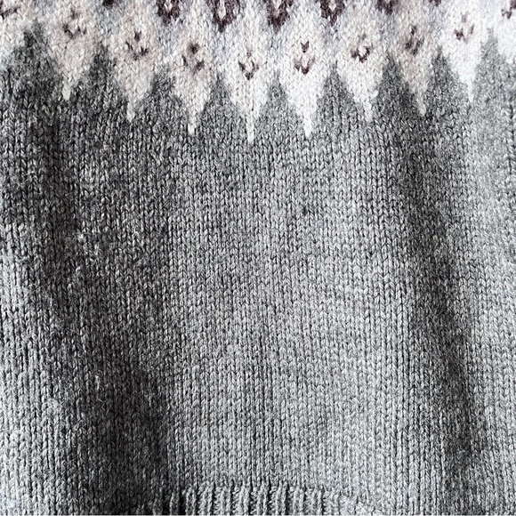 J. Jill Cabincore Gray Fair Isle Pullover Cozy Knit Sweater Size S - Picture 4 of 13